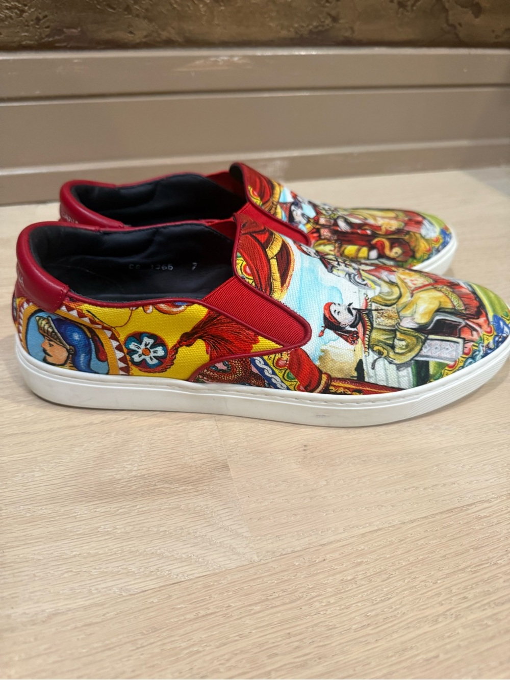 Dolce & Gabbana Multicolor Slip-On Sneakers — Red, Yellow, Blue